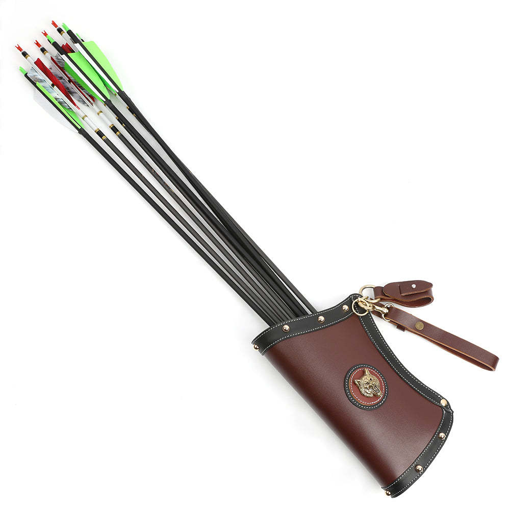 🎯Cow Hide Leather Arrow Holder Quivers for Hunting Bow Archery Sports-AMEYXGS Archery