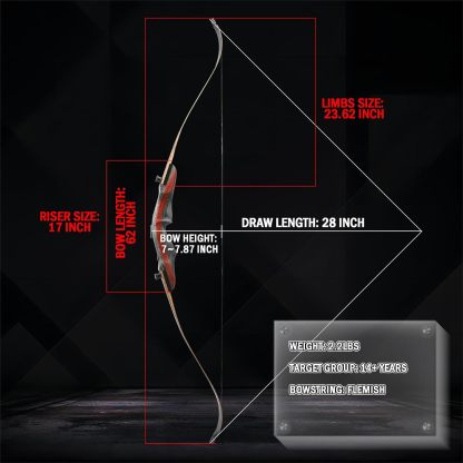 62inch Hunting Recurve Bow Full Set with Case 20-50lbs