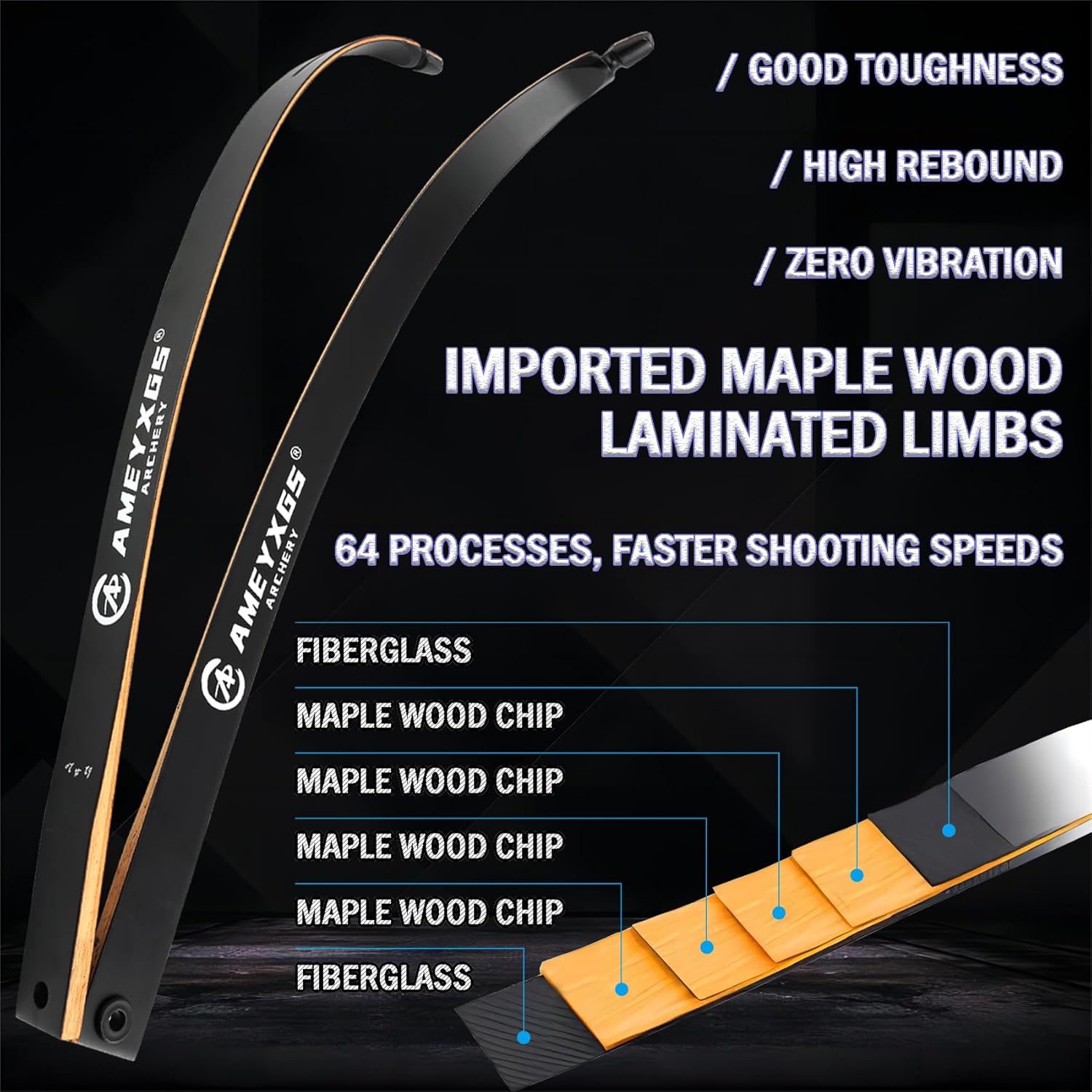 62inch Hunting Recurve Bow Full Set with Case 20-50lbs