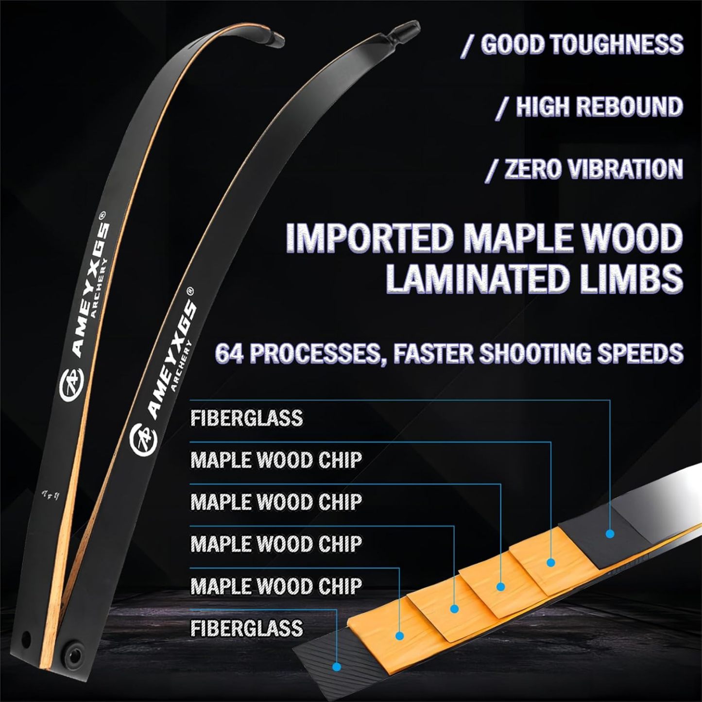 62inch Hunting Recurve Bow Full Set with Case 20-50lbs