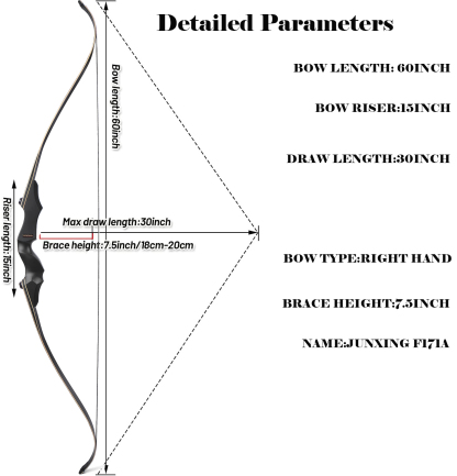 Junxing F171A Recurve Bow Hunting Traditional Archery