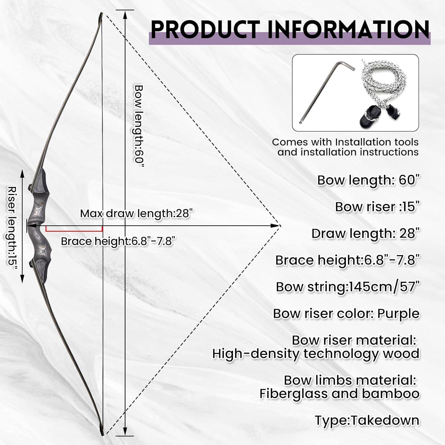 AMEYXGS Archery Traditional Recurve Bow Arrows Kit