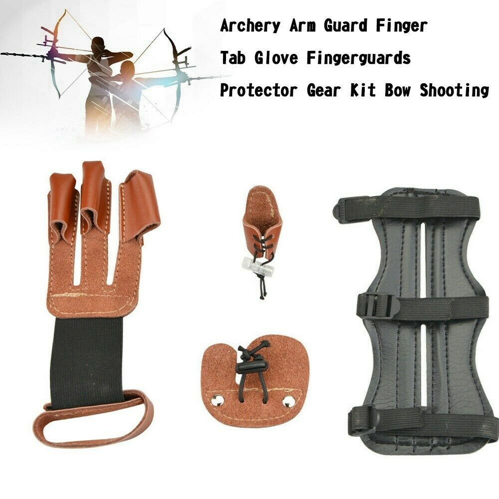 Leather Armguards and 3 Finger Shooting Gloves Armguards hot + Finger Tabs，-dfr