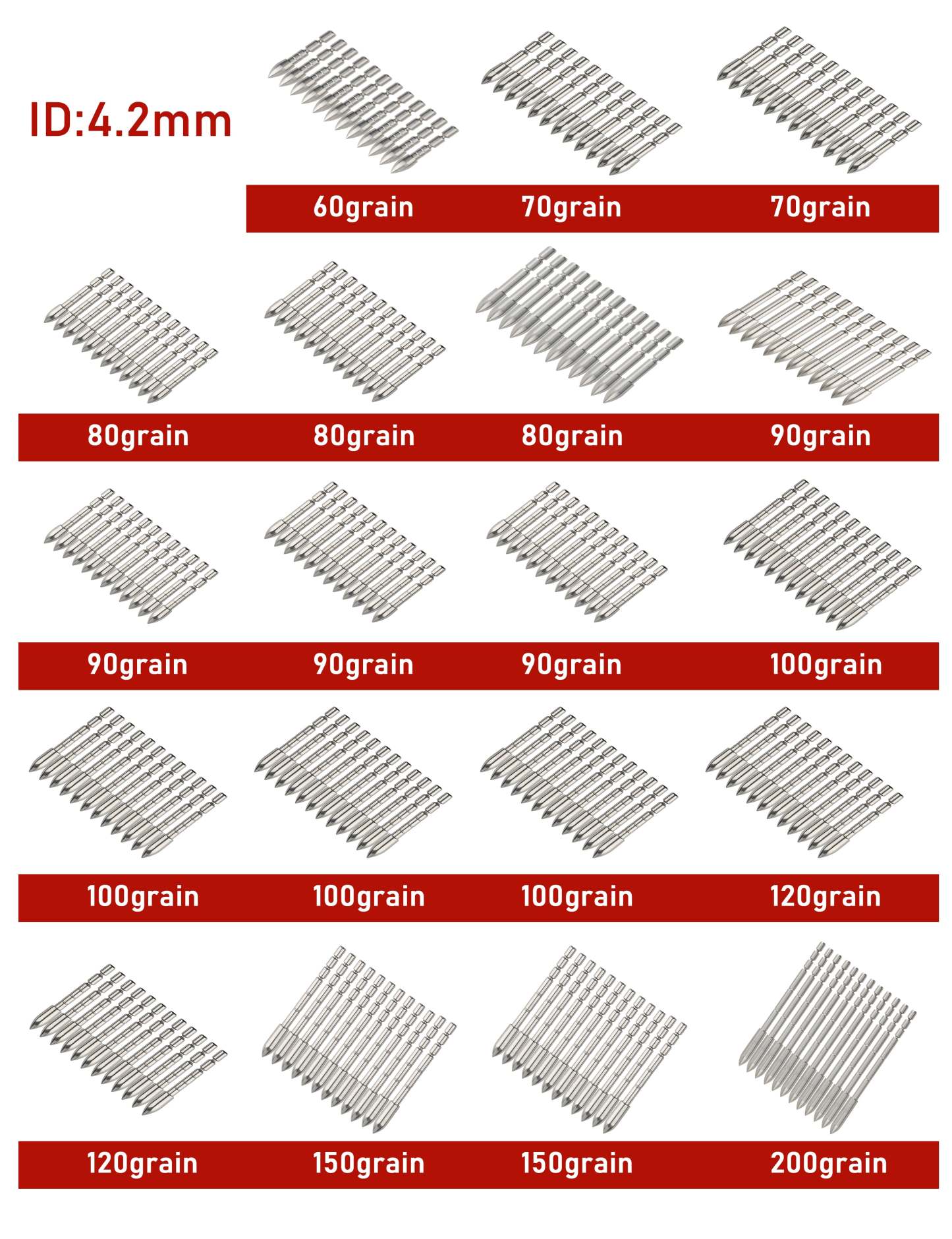 🎯3.2mm 4.2 mm 6.2mm Arrow Target Points 60-200 Grains-AMEYXGS Archery