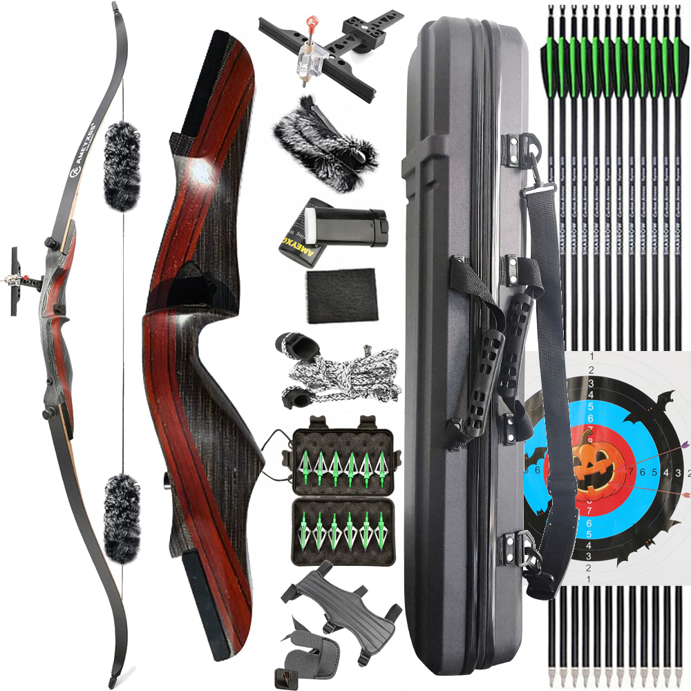 62inch Hunting Recurve Bow Full Set with Case 20-50lbs