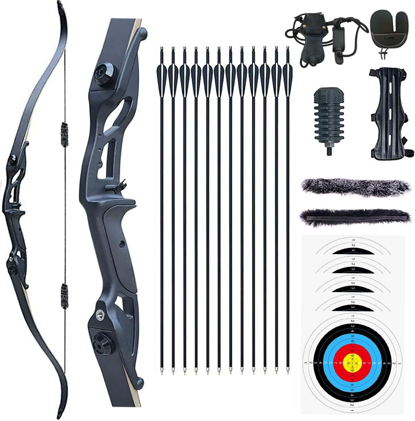 🎯56" Takedown Recurve Bow and Arrows Set for Archery Hunting Bow Shooting Practice 30-50lb-AMEYXGS Archery