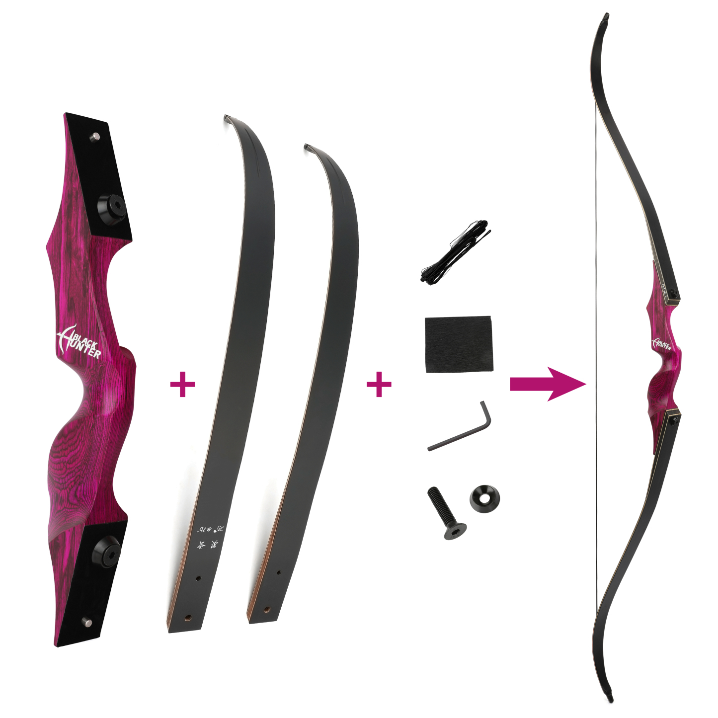 Black Hunter Recurve Bow Arrows Kit with Case