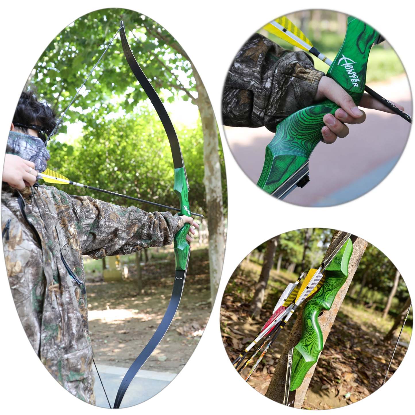 🎯60'' Black Hunter Takedown Recurve Bow 20-60Lbs Archery Practice Target-AMEYXGS Archery