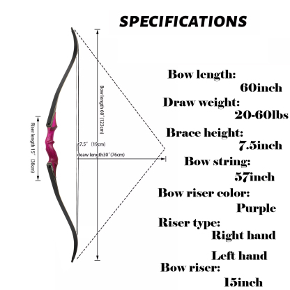 Black Hunter 60inch Hunting Recurve Bow