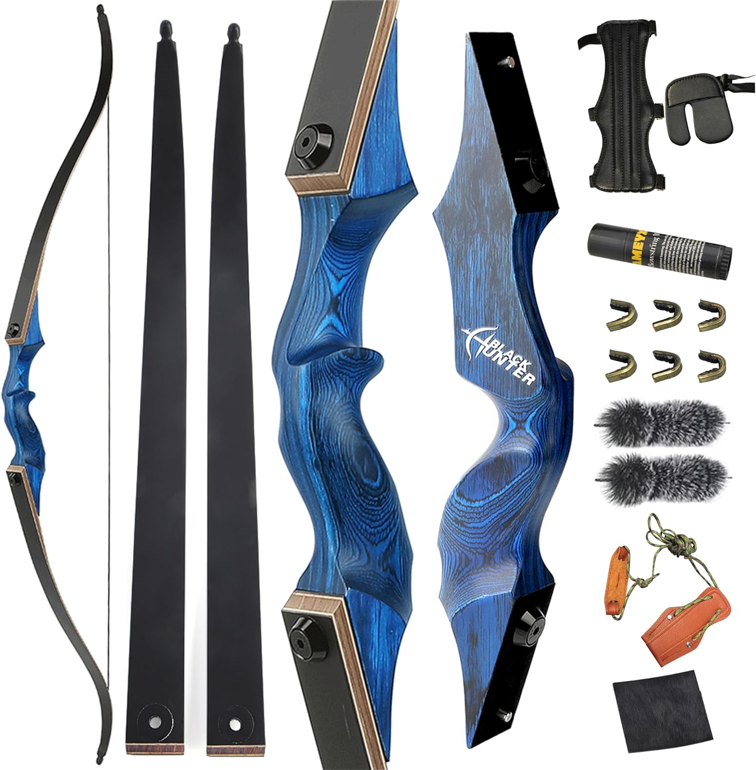 60” Black Hunter Original Recurve Bow 20-60lbs-AMEYXGS Archery