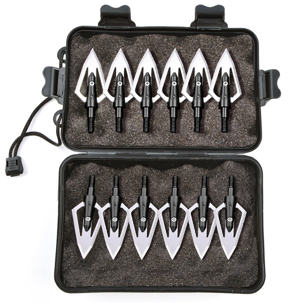 🎯Broadheads Blades Arrowheads with Box for Huning Compound Bow Crossbow-AMEYXGS Archery