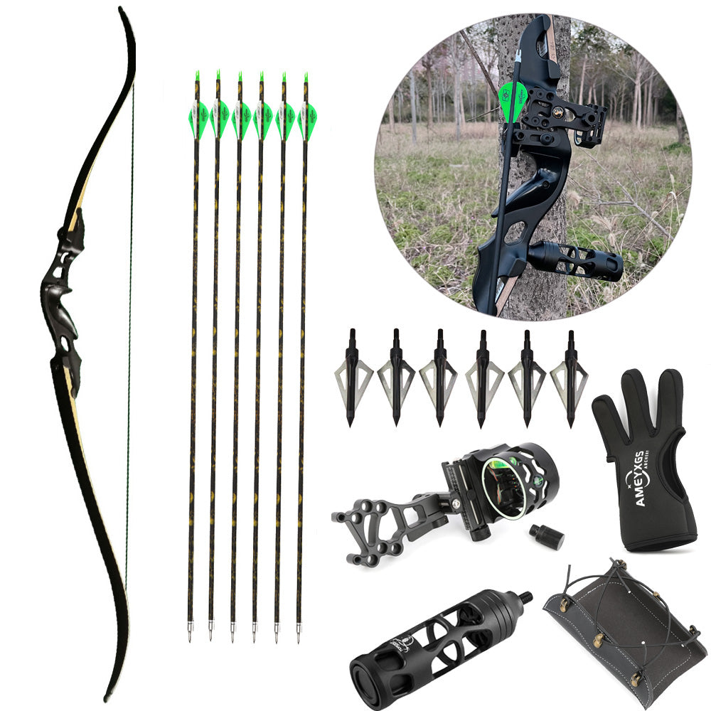 Hunting Recurve Bow and Arrow Set 20-55lbs Takedown Archery