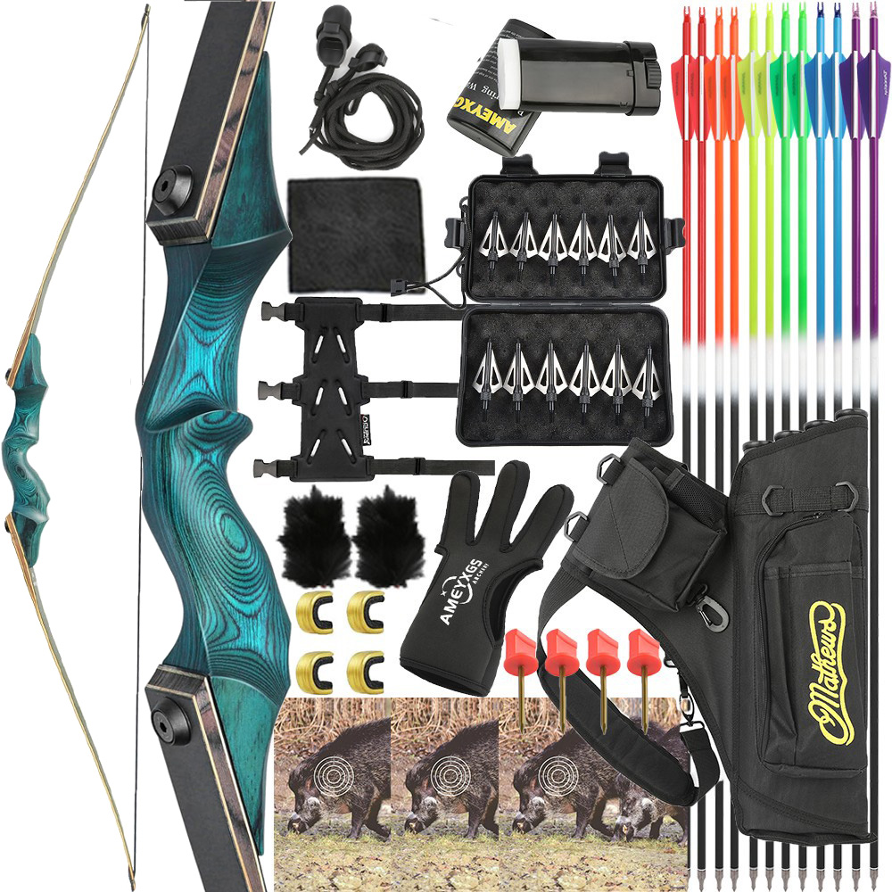 AMEYXGS Archery Hunting Recurve Long Bow Kit