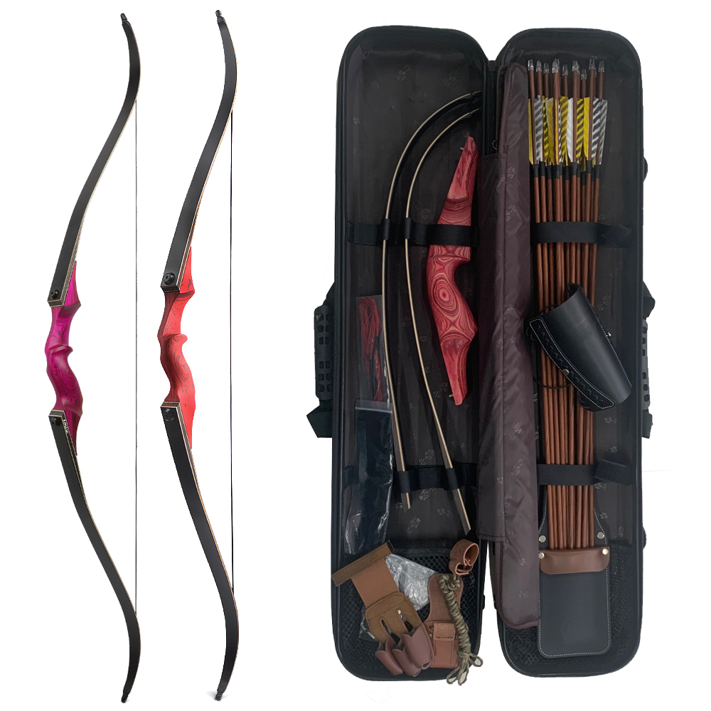 Black Hunter Red Recurve Bow Arrows Kit with Case