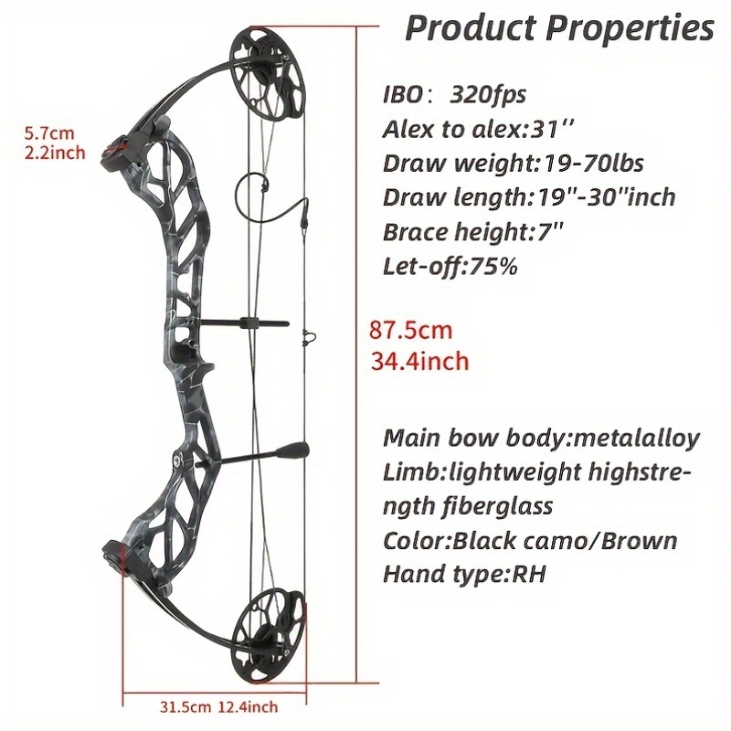 Adjustable 19–70LBS Camo Compound Bow Set – 320FPS Precision Christmas Gift for Hunters