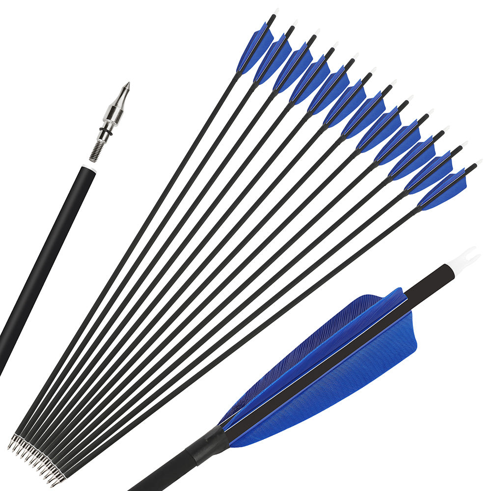 🎯 28" 30" 31" Carbon Arrows for Recurve Compound Bow Hunting-AMEYXGS Archery