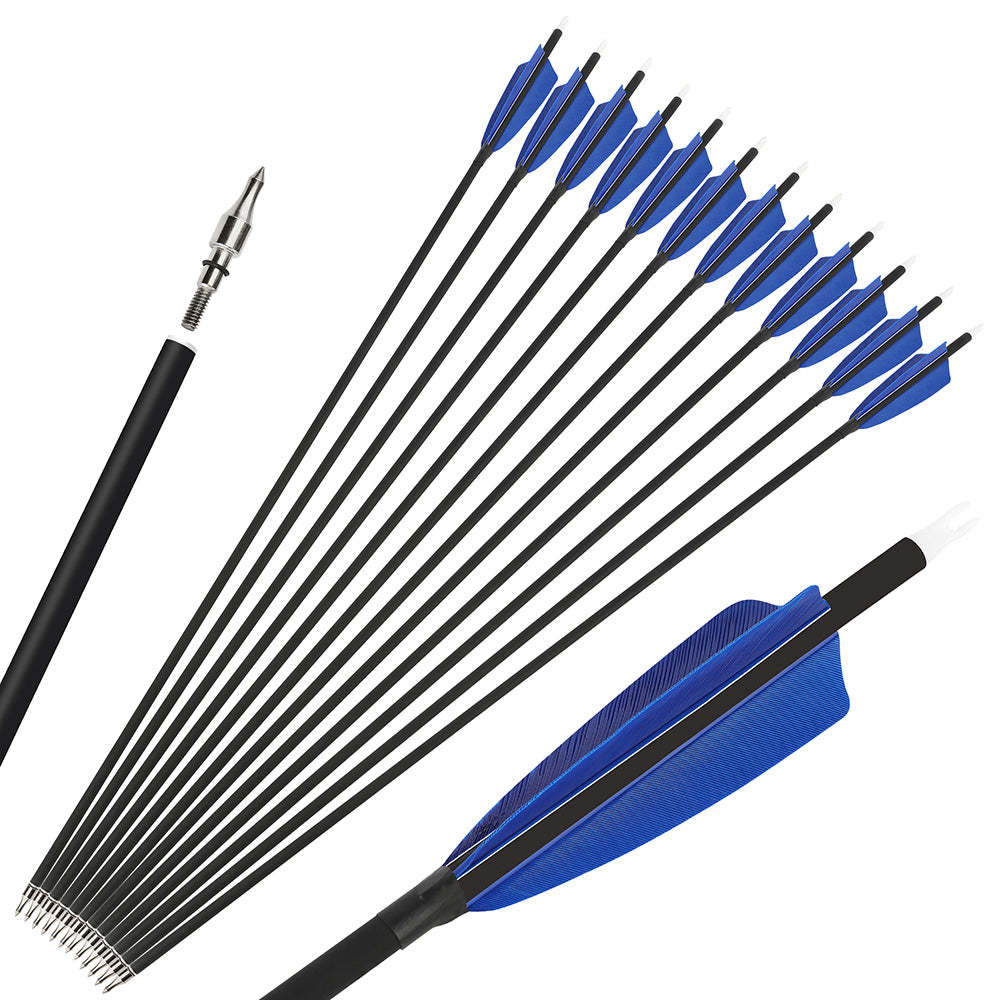 🎯 28" 30" 31" Carbon Arrows for Recurve Compound Bow Hunting-AMEYXGS Archery