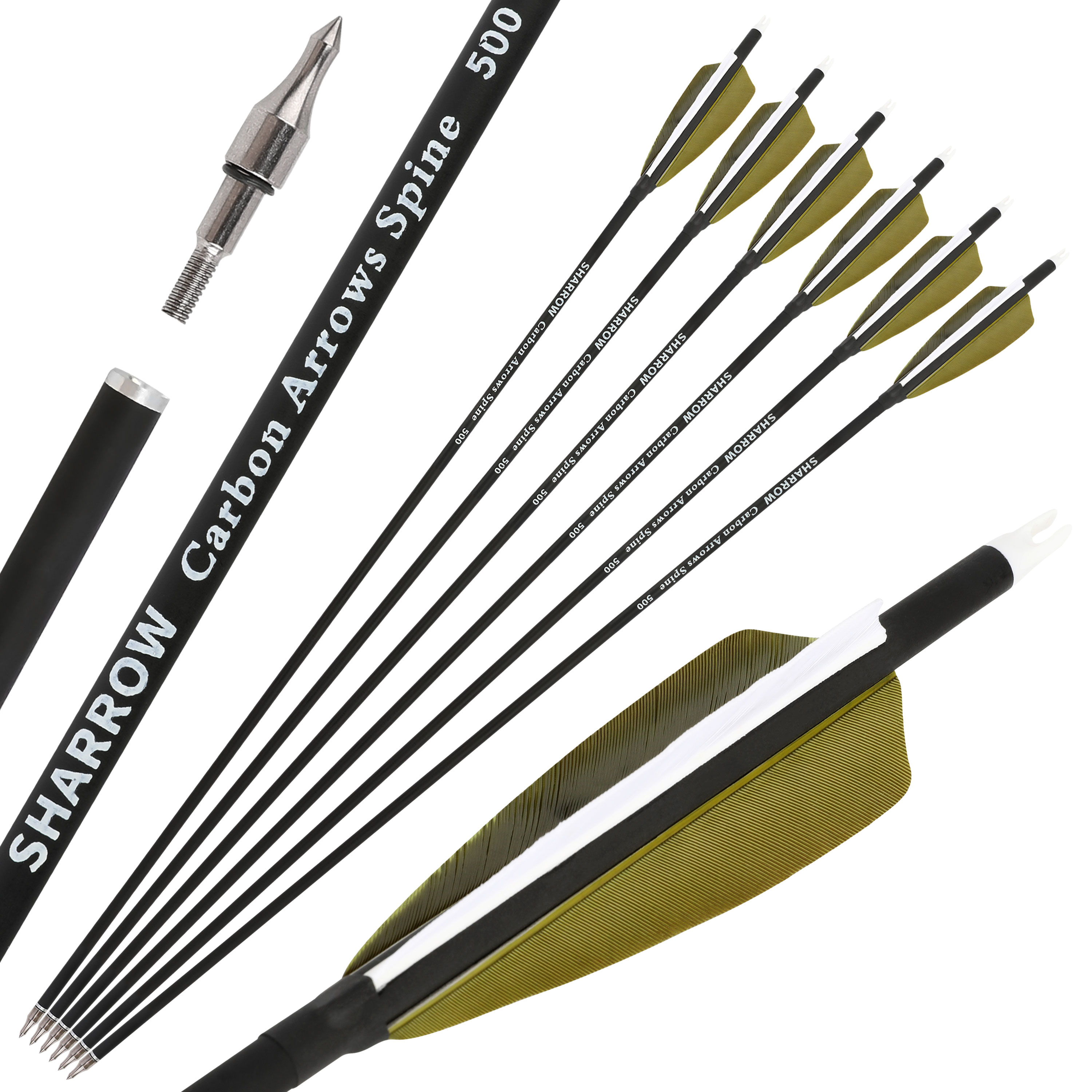 Carbon Arrow with 4inch Turkey Feather for Archery Hunting