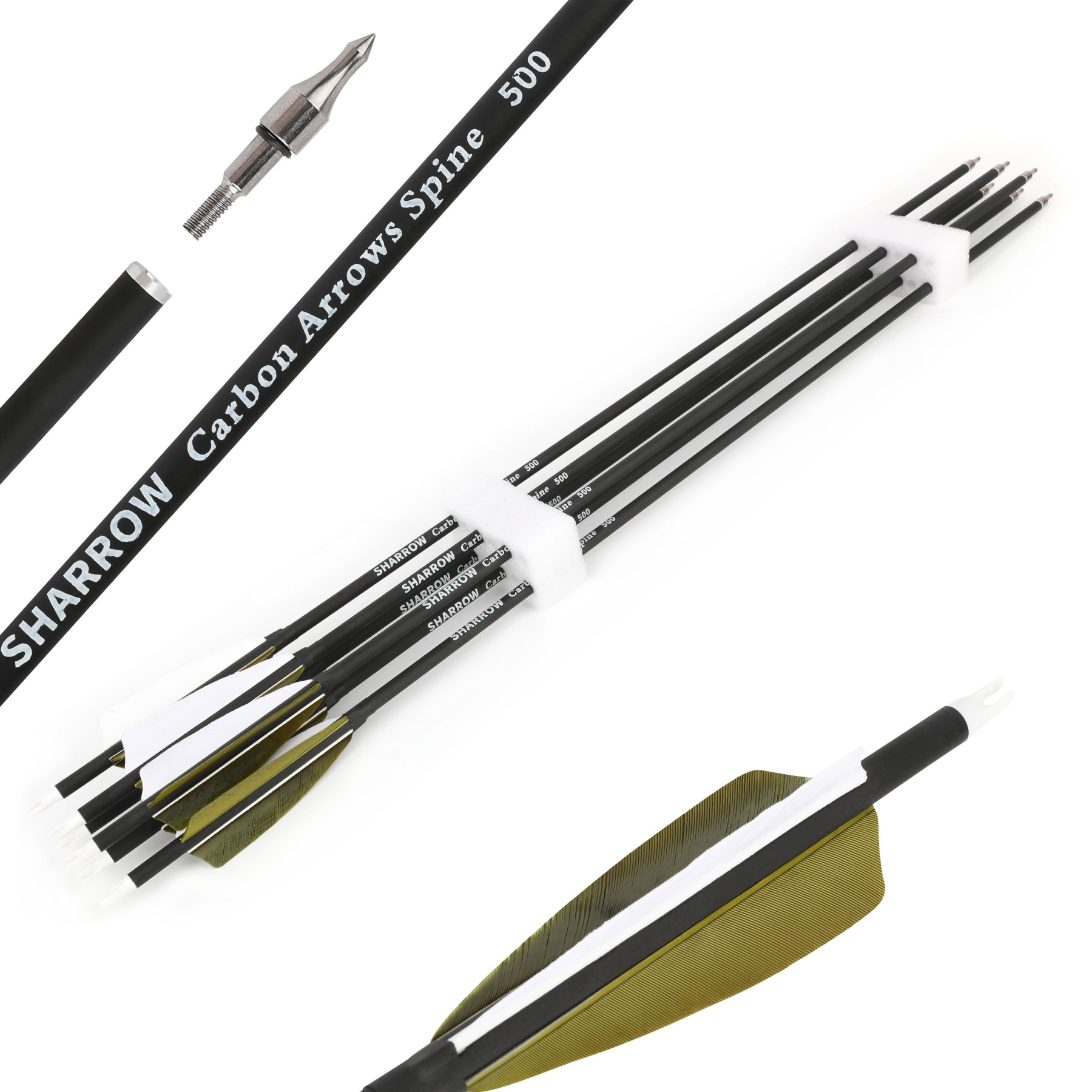 Carbon Arrow with 4inch Turkey Feather for Archery Hunting