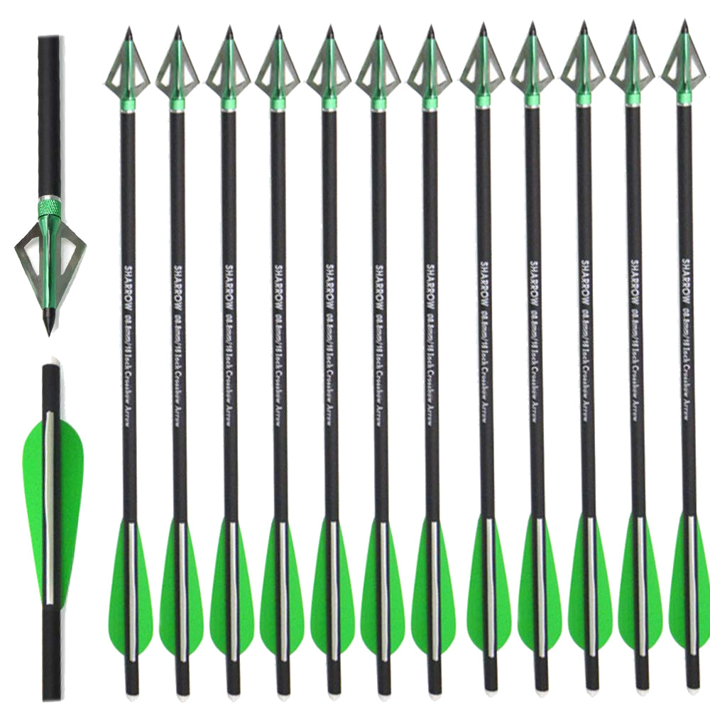 🎯Carbon Crossbow Arrow Bolts with 3 Blade Archery Broadheads-AMEYXGS Archery