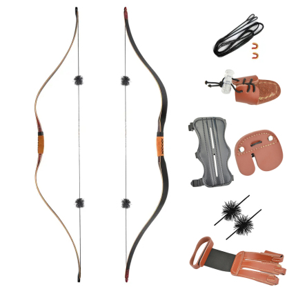 Traditional Longbow Archery Wooden Bow Set 20-60lbs