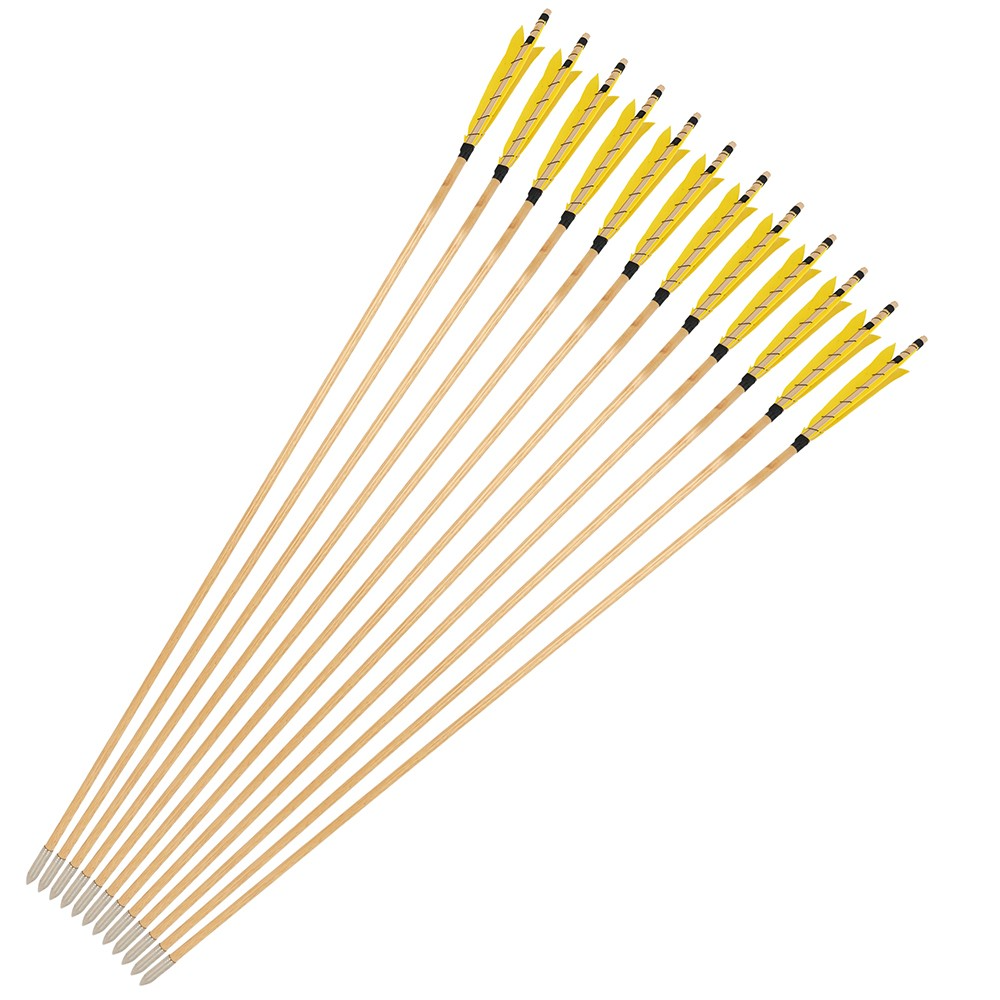 32" Traditional Wooden Arrow 5" Turkey Feathers & Field Points