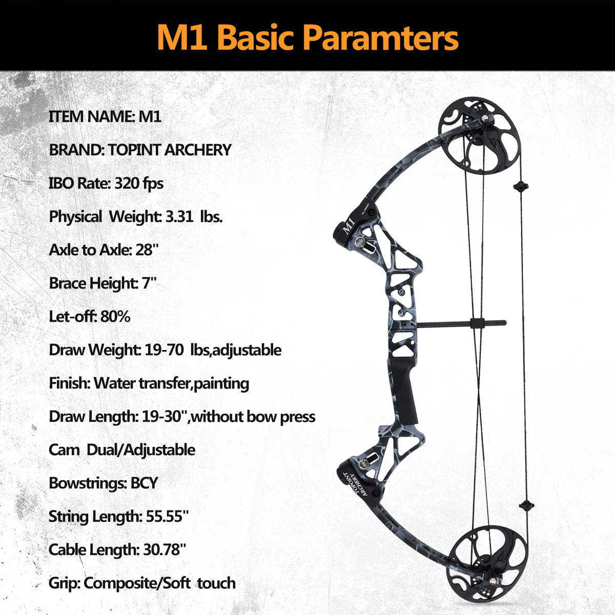 🎯Topoint M1 Compound Bow 19-70 LBS Hunting Target Archery-AMEYXGS Archery