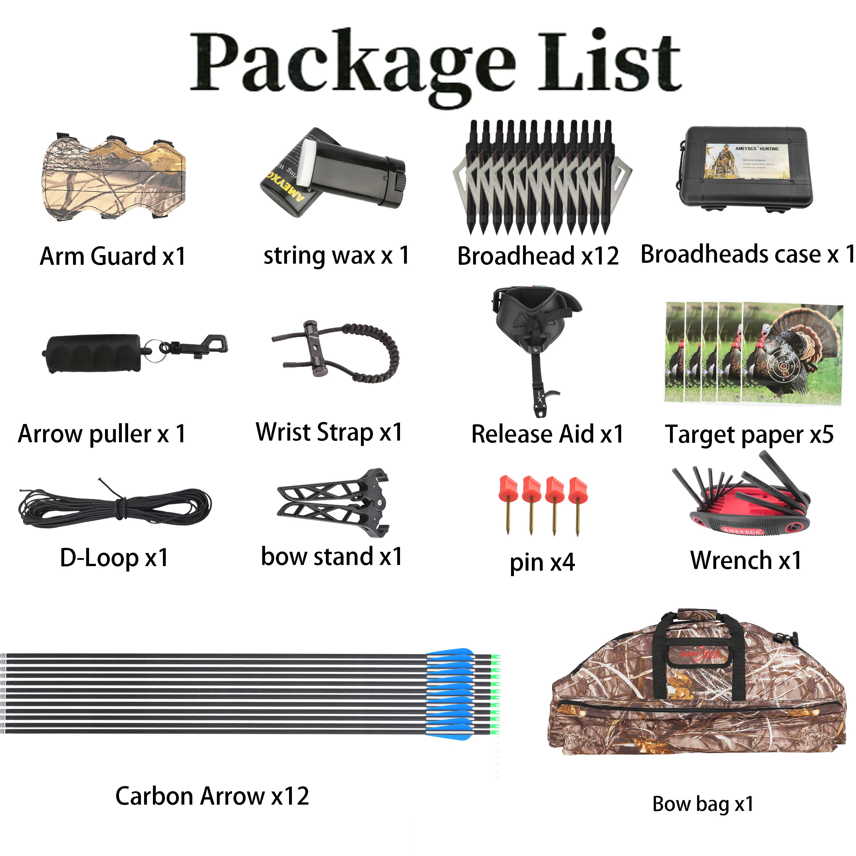 Kaimei Han Compound Bow Kit Hunting & Target Practice 30-60 LBS 