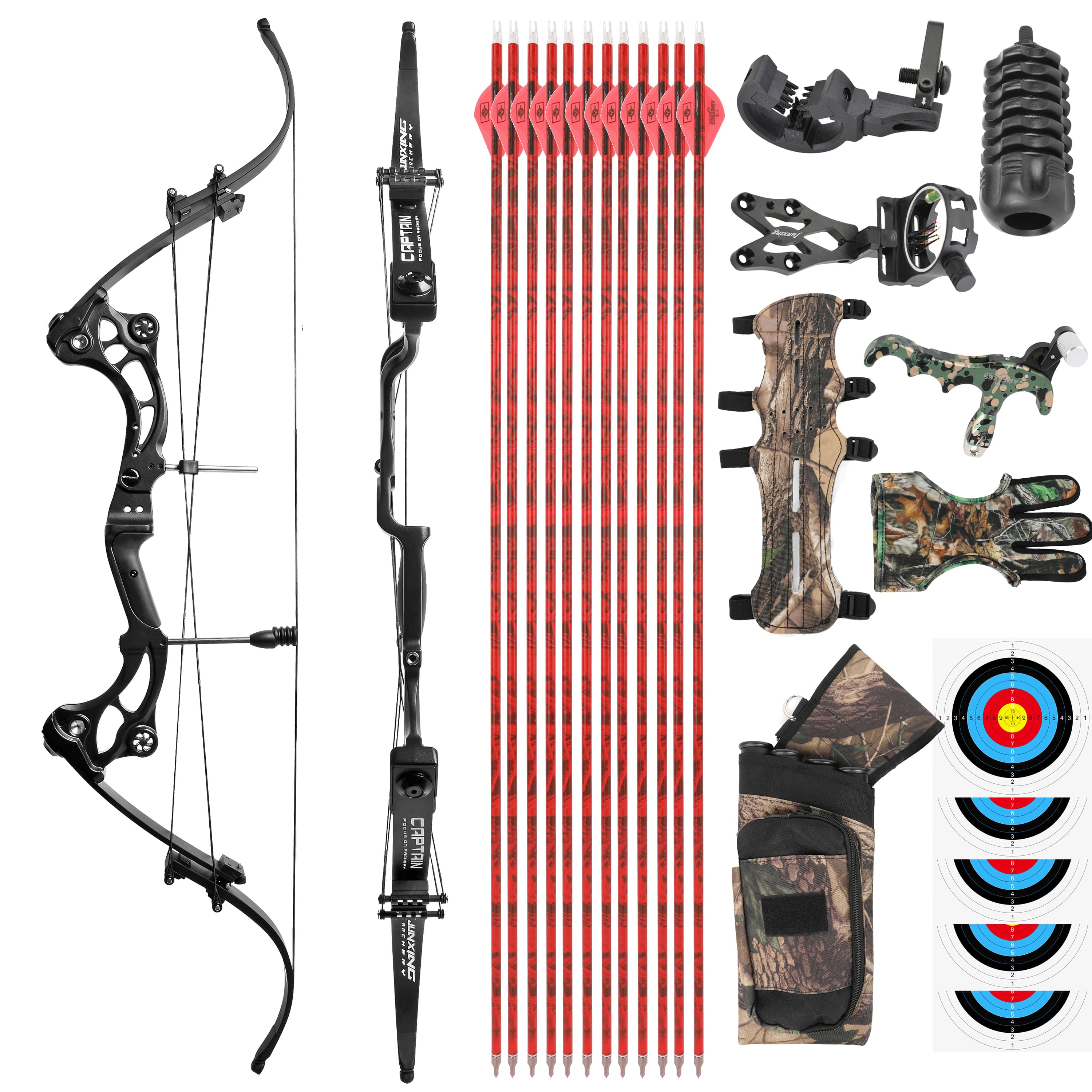 JUNXING F164 Archery Recurve Bow & Arrows Kit Hunting