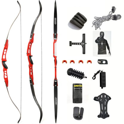 F167 Red ILF Takedown Recurve Bow Kit — 66″, RH, 40 lb Draw, CNC Riser