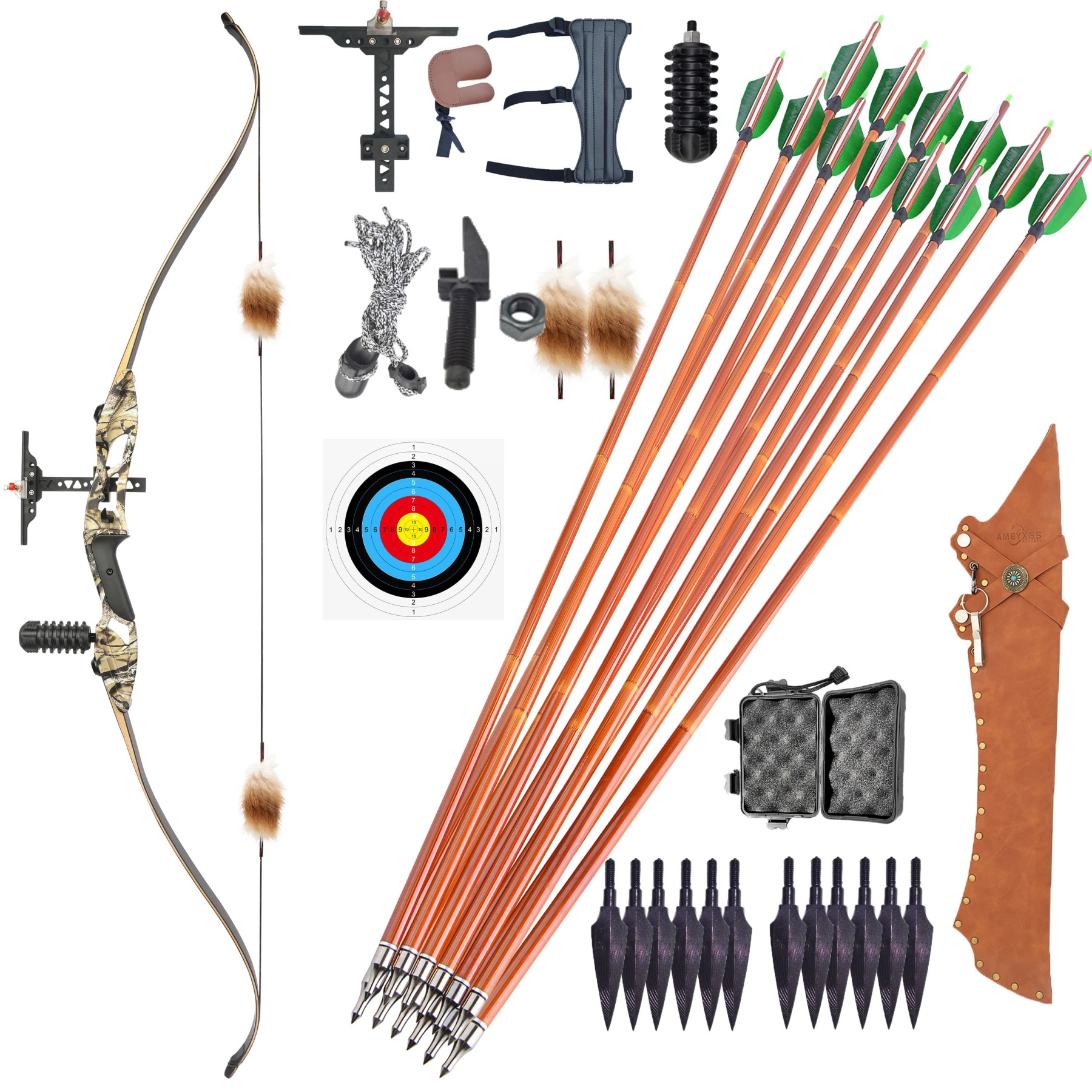JUNXING F179 Recurve Bow Hunting Archery Set 56"