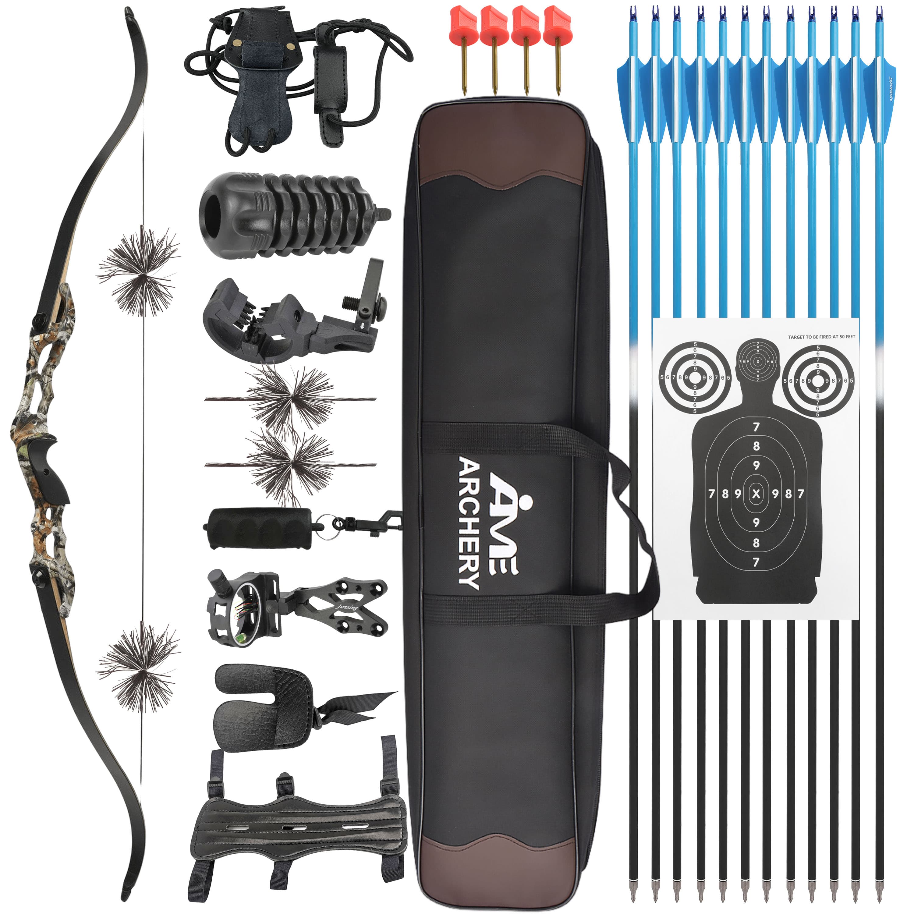JUNXING F185 Archery 30-50LBS Recurve Bow Kit Hunting