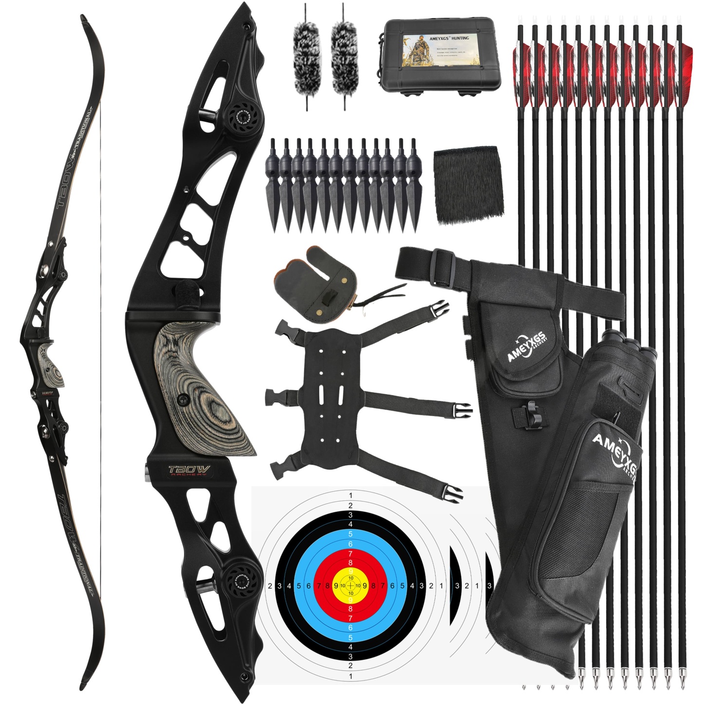 62" Recurve Longbow 25-60lbs | Adjustable Hunting & Target Bow RH