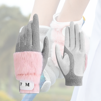 Golf Imitation Rabbit Fur Gloves Palm-Grip Silicone Cold Weather