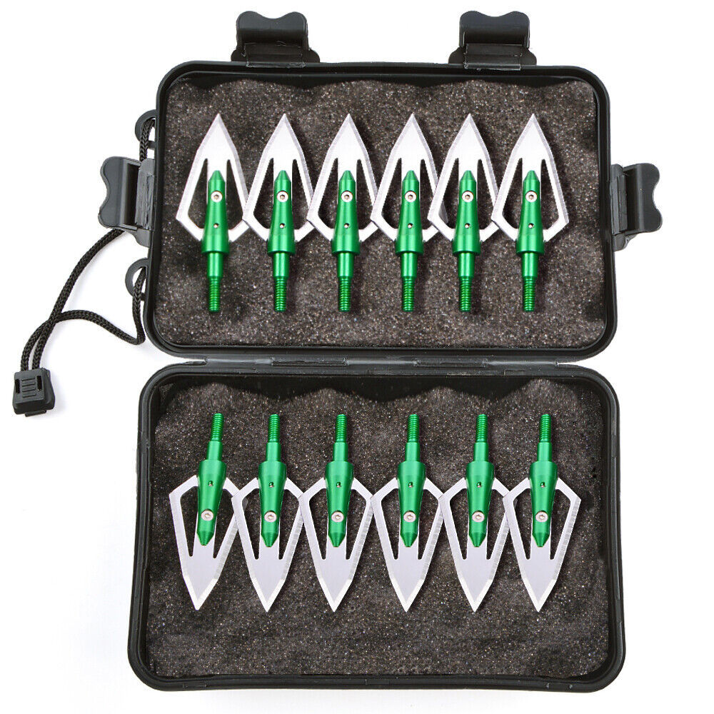 🎯Broadheads Blades Arrowheads with Box for Huning Compound Bow Crossbow-AMEYXGS Archery