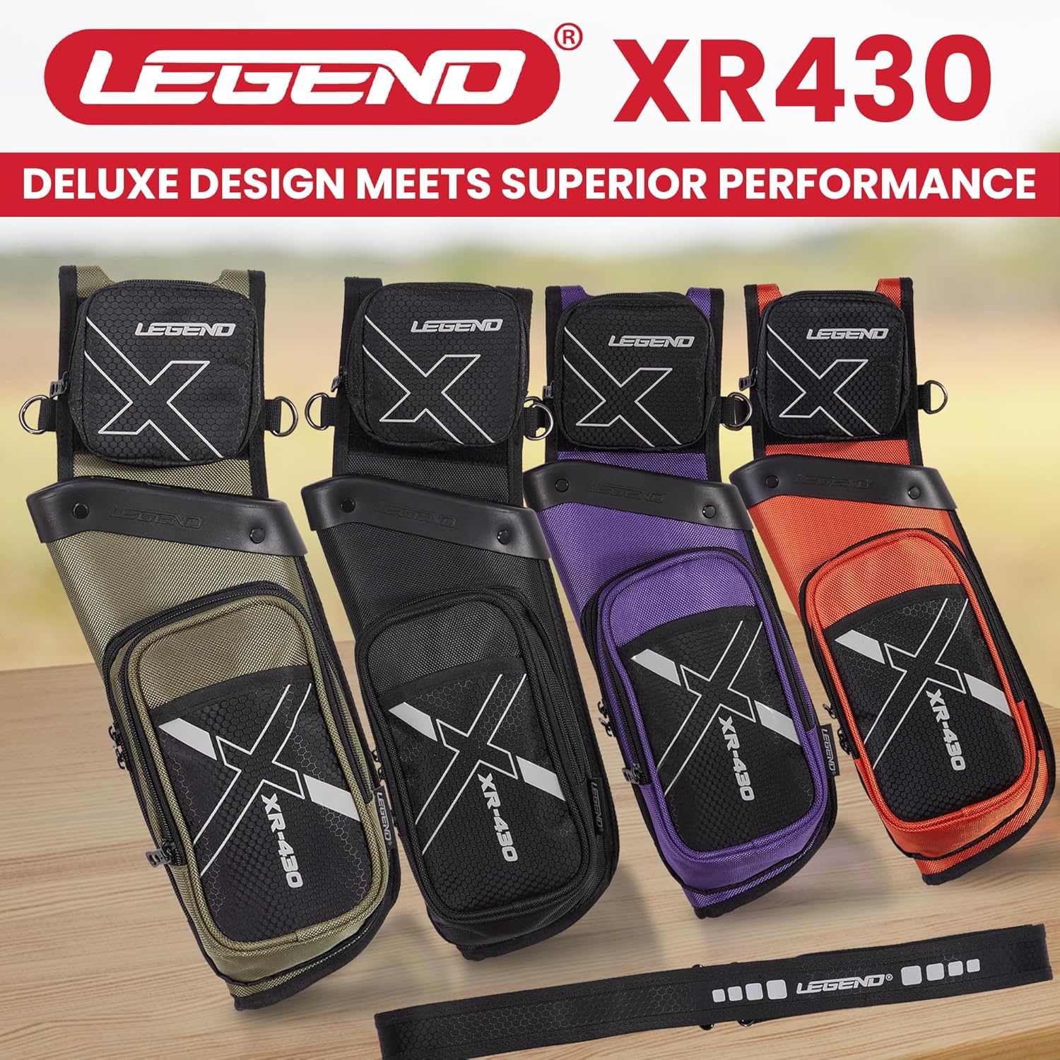 Archery Quiver Legend XR430 Hip Quiver For Arrows - Army Green With Removable Pockets Adjustable Arrow Quiver