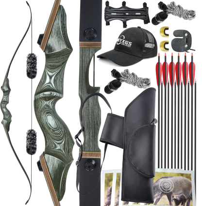 Black Hunter Recurve Bow for Adults with 12pcs Arrows Kit