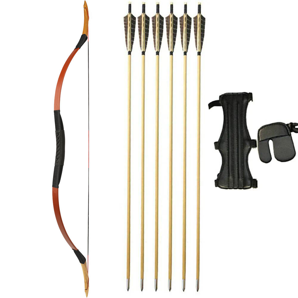 25-55lbs Traditional Recurve Longbow Archery Arrow Set