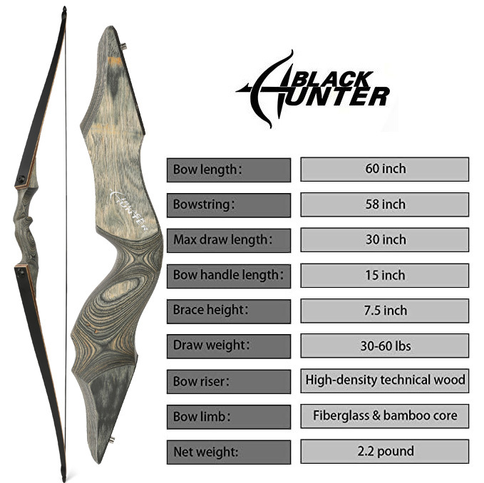 Archery Takedown Longbow 20lbs-60lbs Traditional Hunting RH&LH