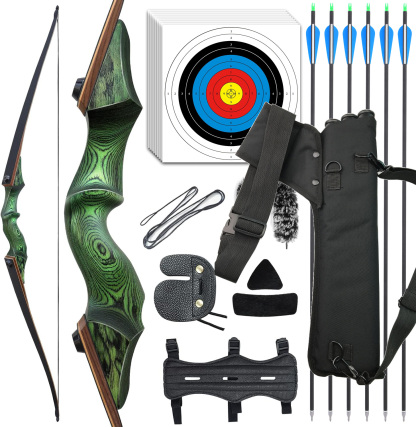 Black Hunter Longbow 20-60 Lbs Archery Target Kit