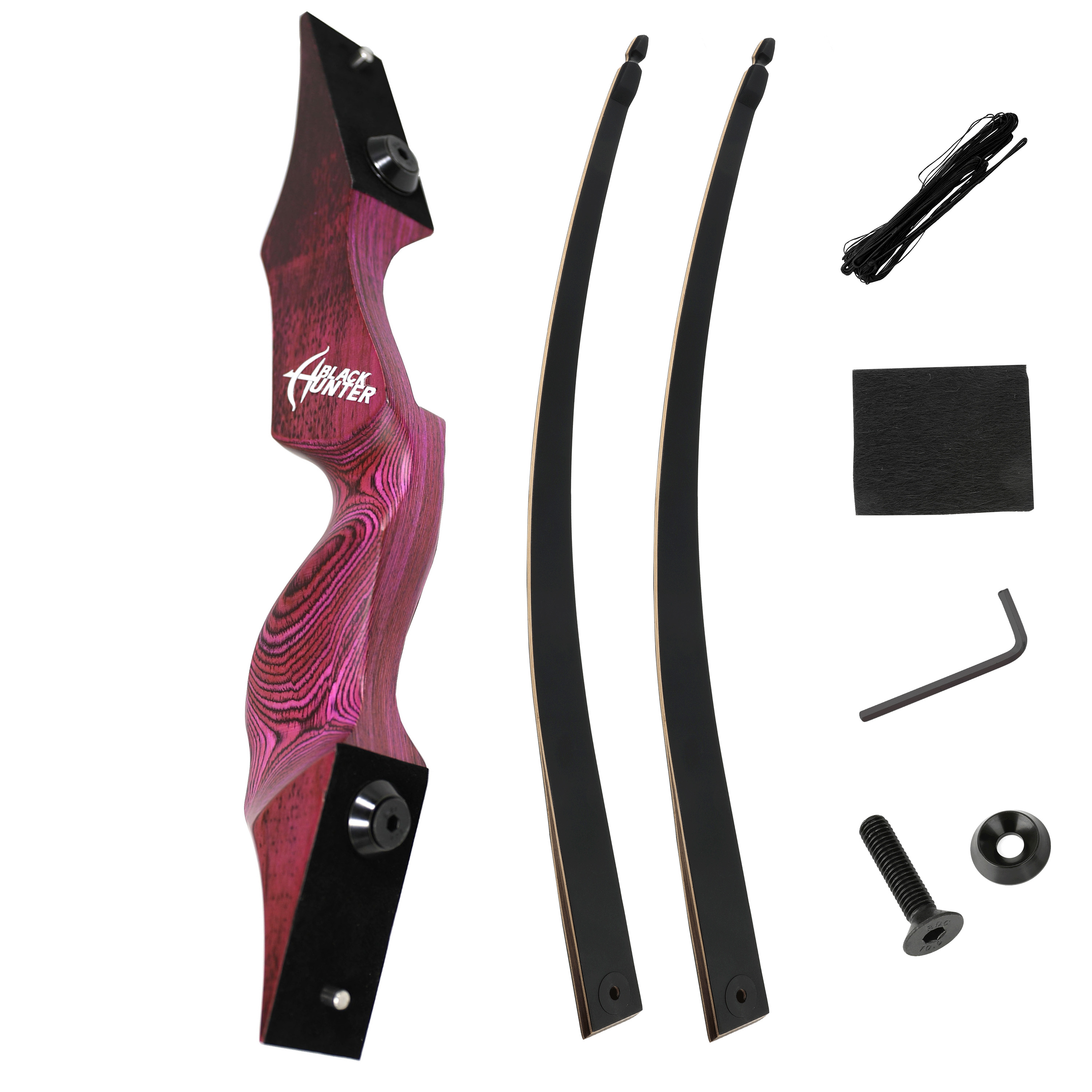 BLACK HUNTER's Hunting Recurve Longbow, Perfect LH&RH Archery Tradition Practice Outdoor