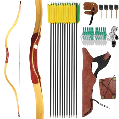 Traditional Bow Kit Archery 15-50lbs LongBow Hunting