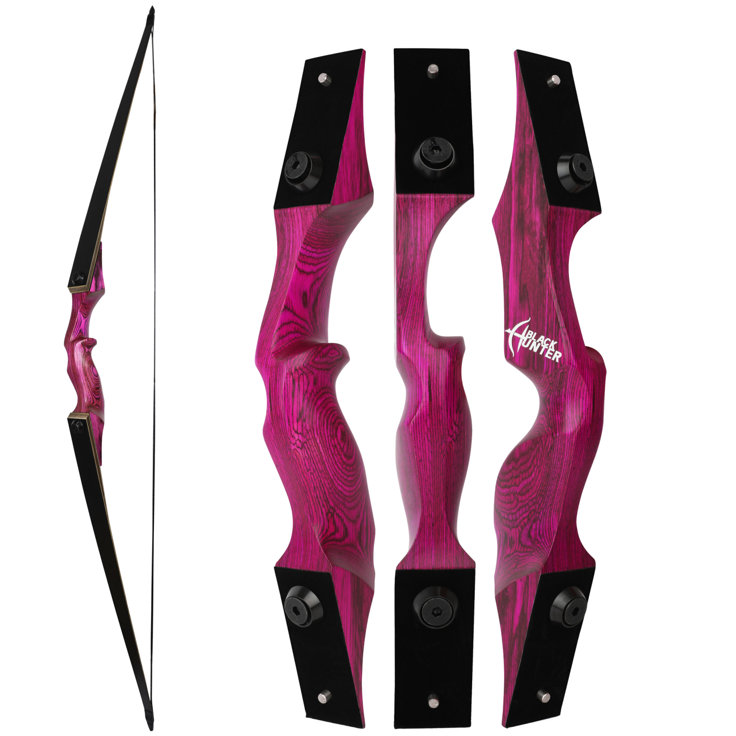 BLACK HUNTER Longbow Archery Hunting Kit ,RH&LH,20-60LBS