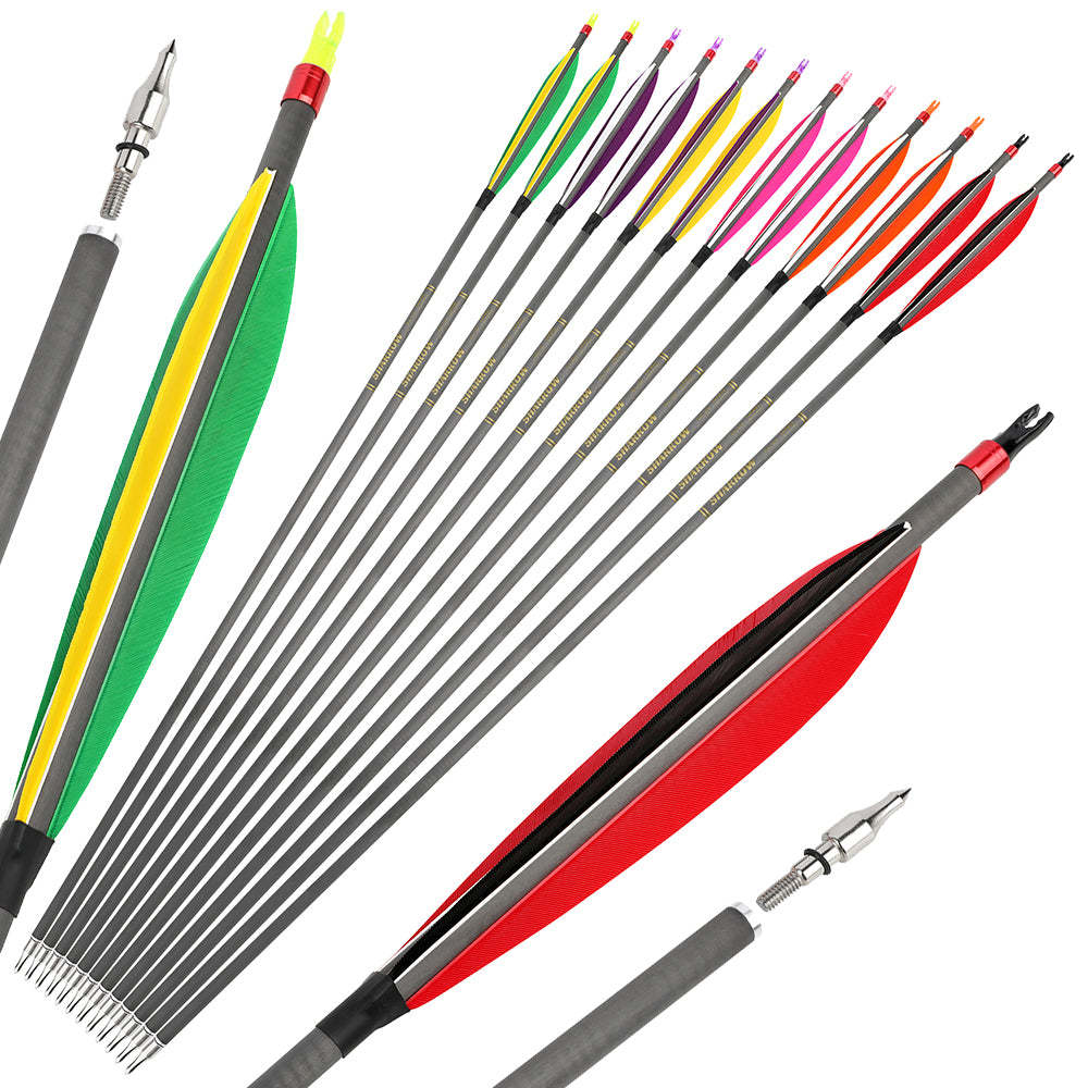 🎯SHARROW Archery Pure Carbon Arrows Hunting Practice Arrow-AMEYXGS Archery