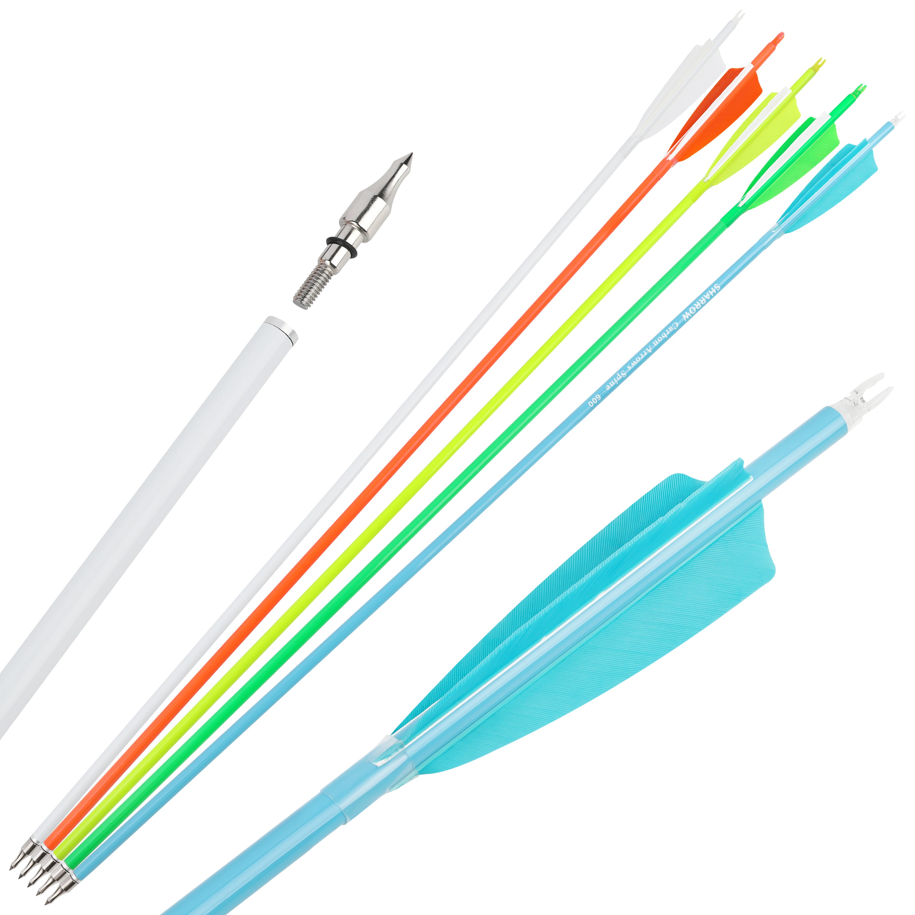 🎯31" Fluorescence Carbon Arrows for Archery Target Practice Hunting-AMEYXGS Archery