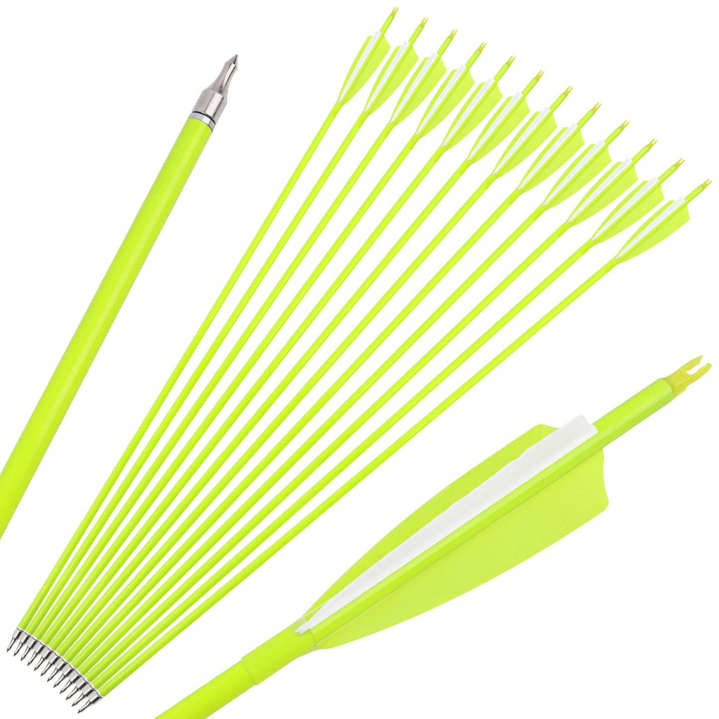 🎯31" Fluorescence Carbon Arrows for Archery Target Practice Hunting-AMEYXGS Archery