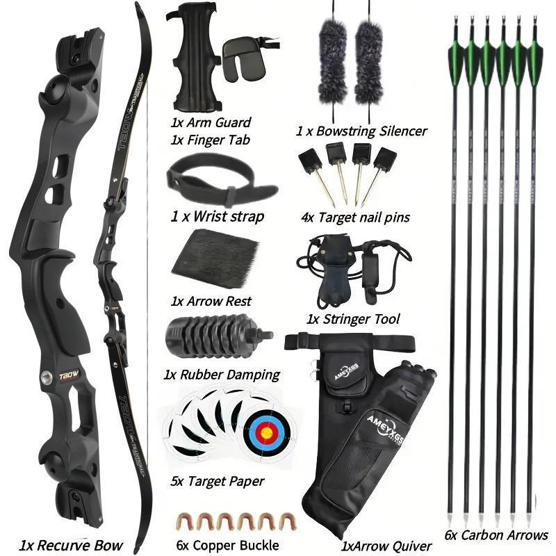 60LBS ILF Recurve Bow Kit Hunting & Target, Wood Grip