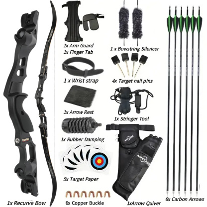 60LBS ILF Recurve Bow Kit Hunting & Target, Wood Grip