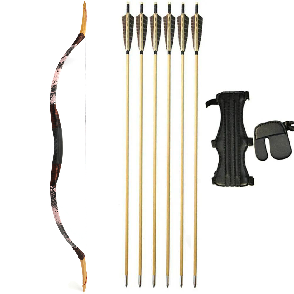 25-55lbs Traditional Recurve Longbow Archery Arrow Set