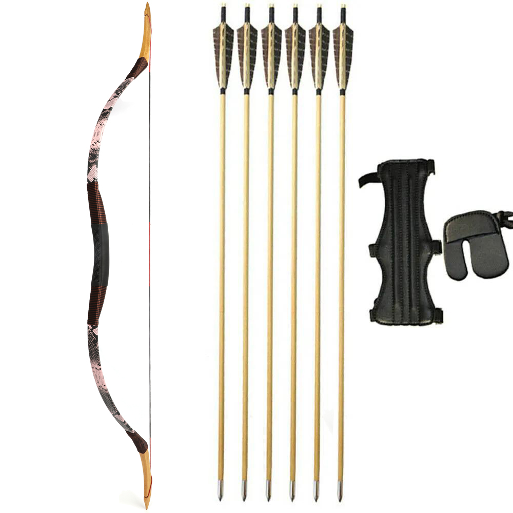 25-55lbs Traditional Recurve Longbow Archery Arrow Set